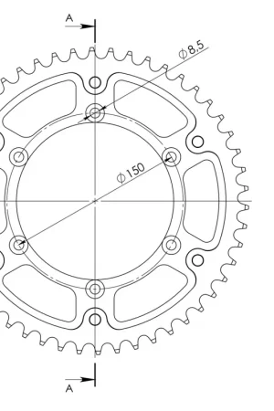Koopje SUPERSPROX - REAR ALU 52T, GOLD, 520 - Sprockets - Lichtgewicht en Duurzaam